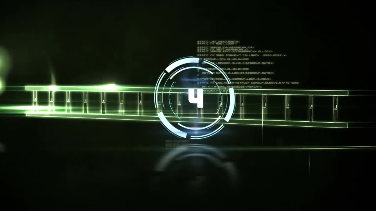 Animation of scope scanning with countdown over dna strand on black background