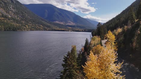 nicola valley vista: dunn lake's fall foliage and alpine grandeur