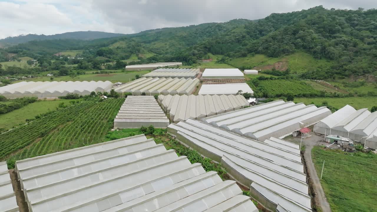 Aerial view of Vegetable greenhouse in Ranco Arriba, Ocoa, Dominican Republic