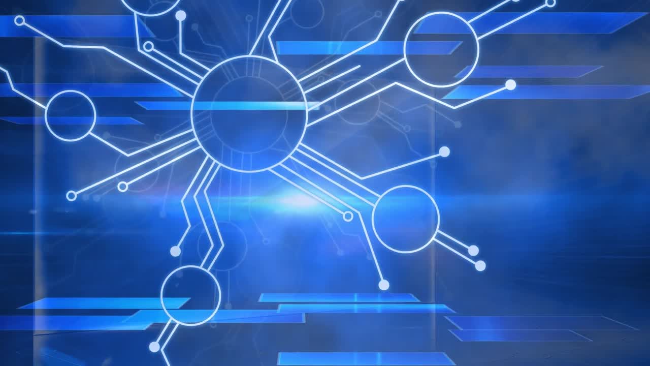 블루 디지털 공간을 가로지르는 연결 네트워크의 애니메이션