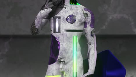 escultura futurista dañada