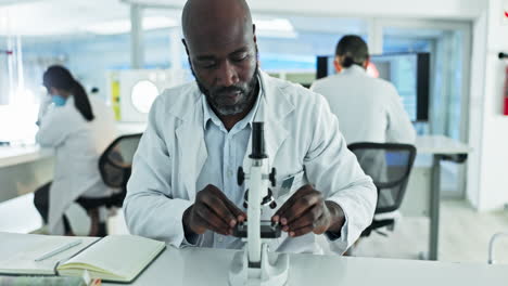 Research,-microscope-or-black-man-scientist