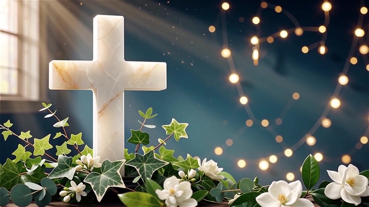 Cruz Cristiana con Luz Celestial, Fondo para Adoración.