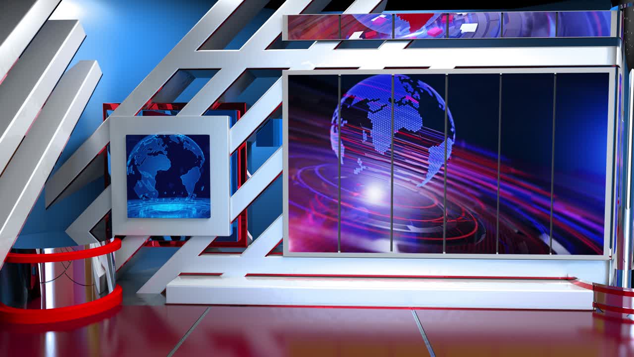el conjunto de estudios de noticias de tv - bucle de fondo de pantalla verde virtual
