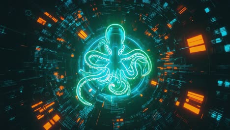 Neon Octopus in a Futuristic Cyberpunk World