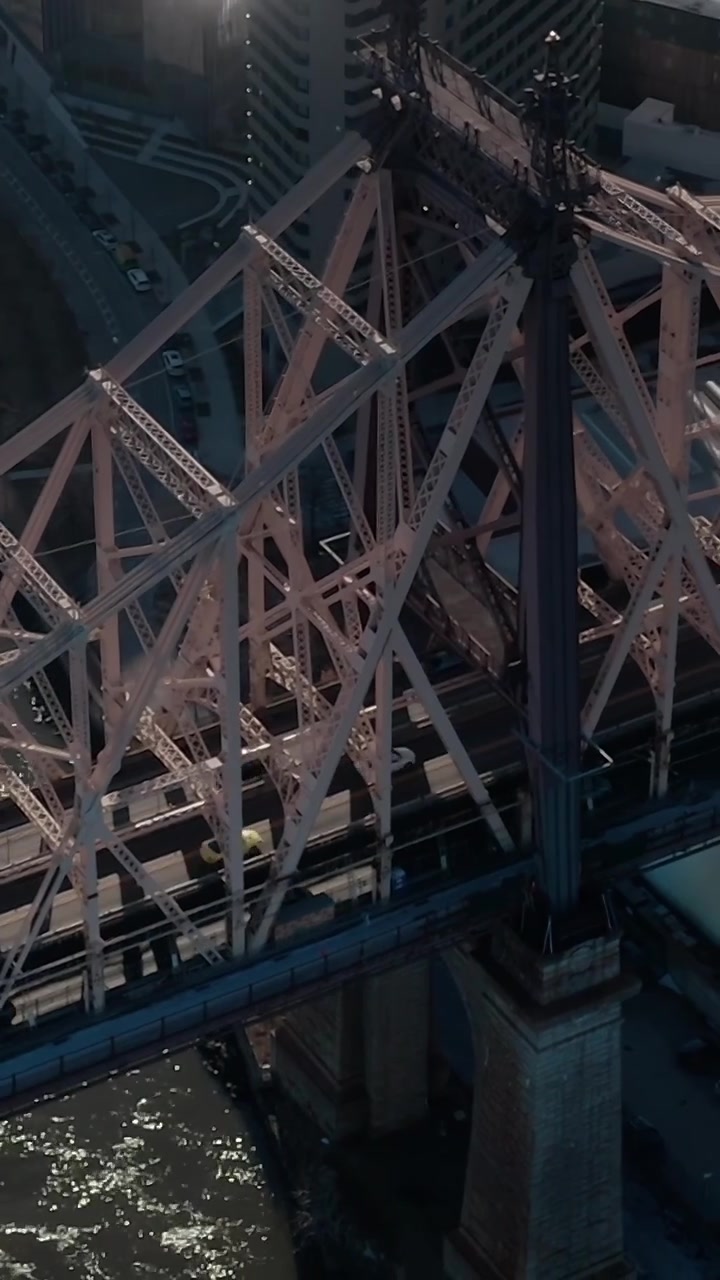 View of Queensboro Bridge and East River in New York City from above