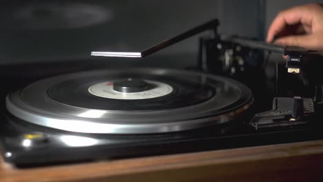 Close-up-of-a-vinyl-record-player