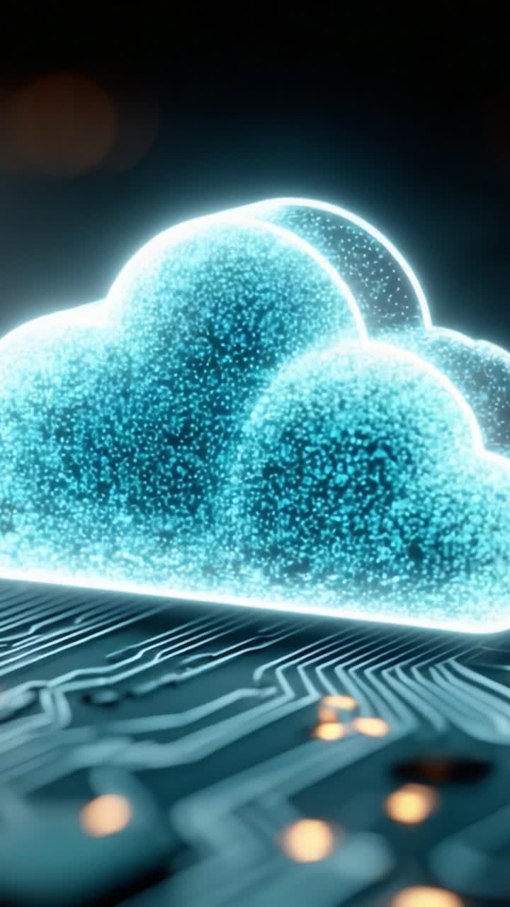 A Stunning Visualization of a Digital Cloud with Intricate Circuit Patterns Evoking the Essence of Technology and Connectivity in the Modern Era