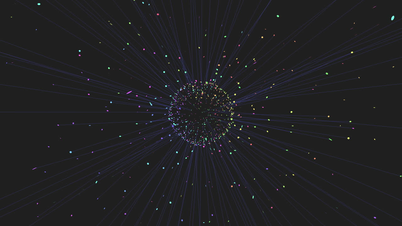 Neon sphere with dots and lines on black gradient