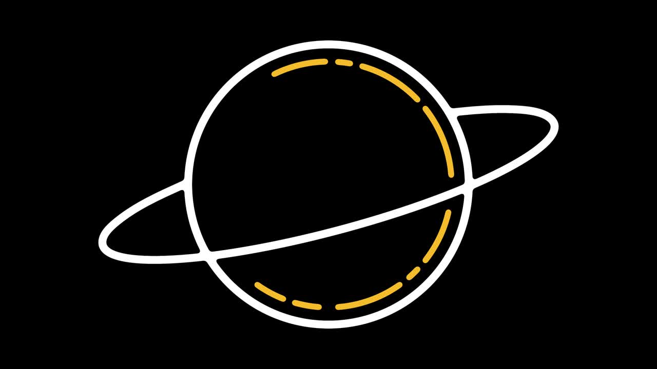 Solar System Planets Line Icon Animation with Alpha