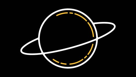 solar system planets line icon animation with alpha