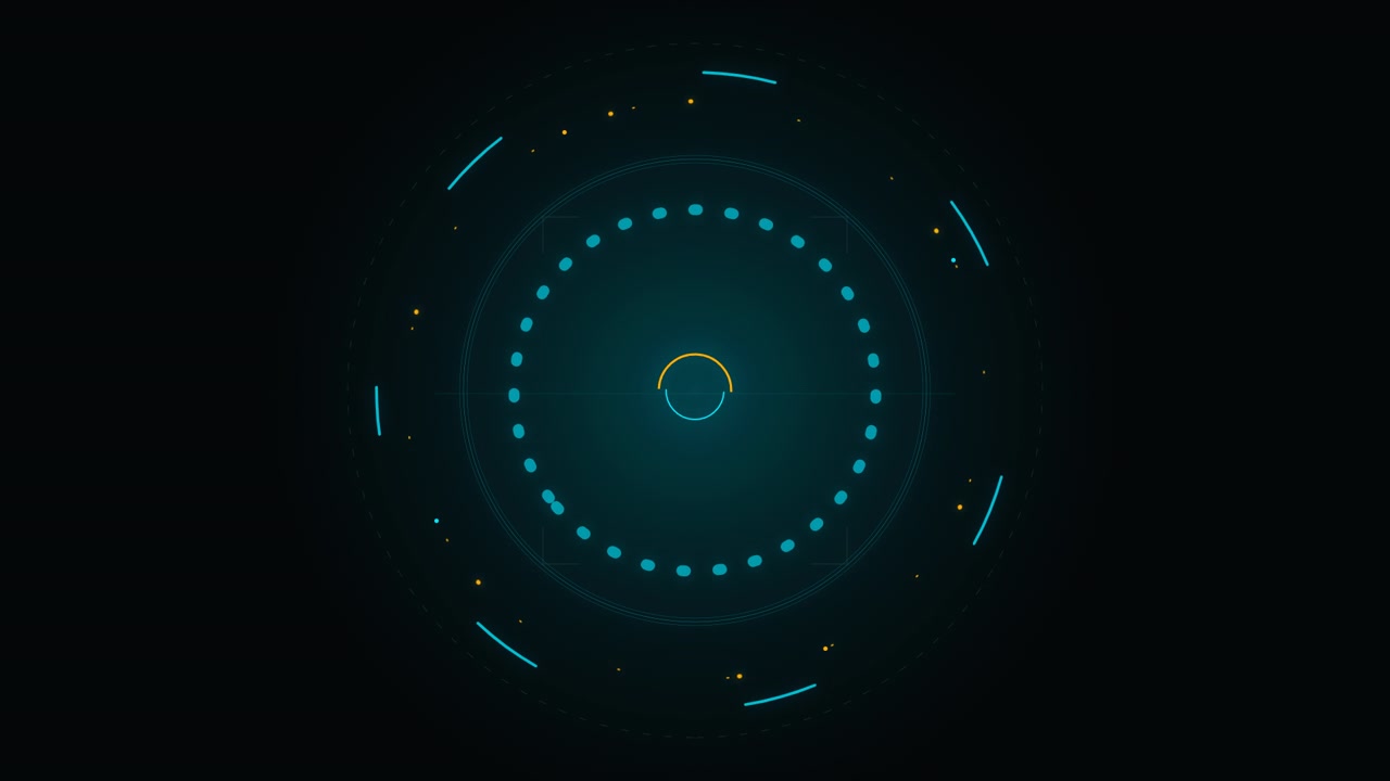 Futuristic Digital HUD Interface with Rotating Circular Elements