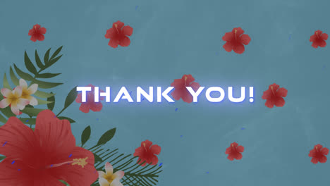 animation of thank you text over flowers and