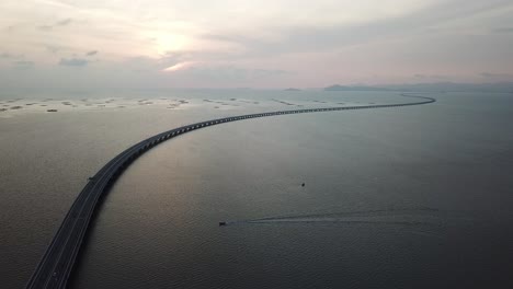 Boat-move-along-Penang-Second-Bridge.