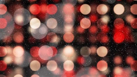 Animation-of-snow-falling-over-defocussed-blinking-red-and-white-christmas-lights