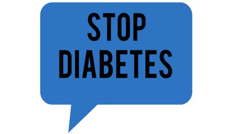 animação do texto "parar a diabetes" sobre fundo branco