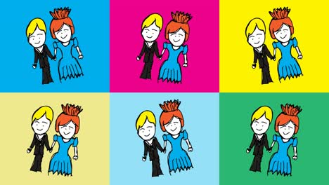 kids drawing pop art seamless background with theme of married