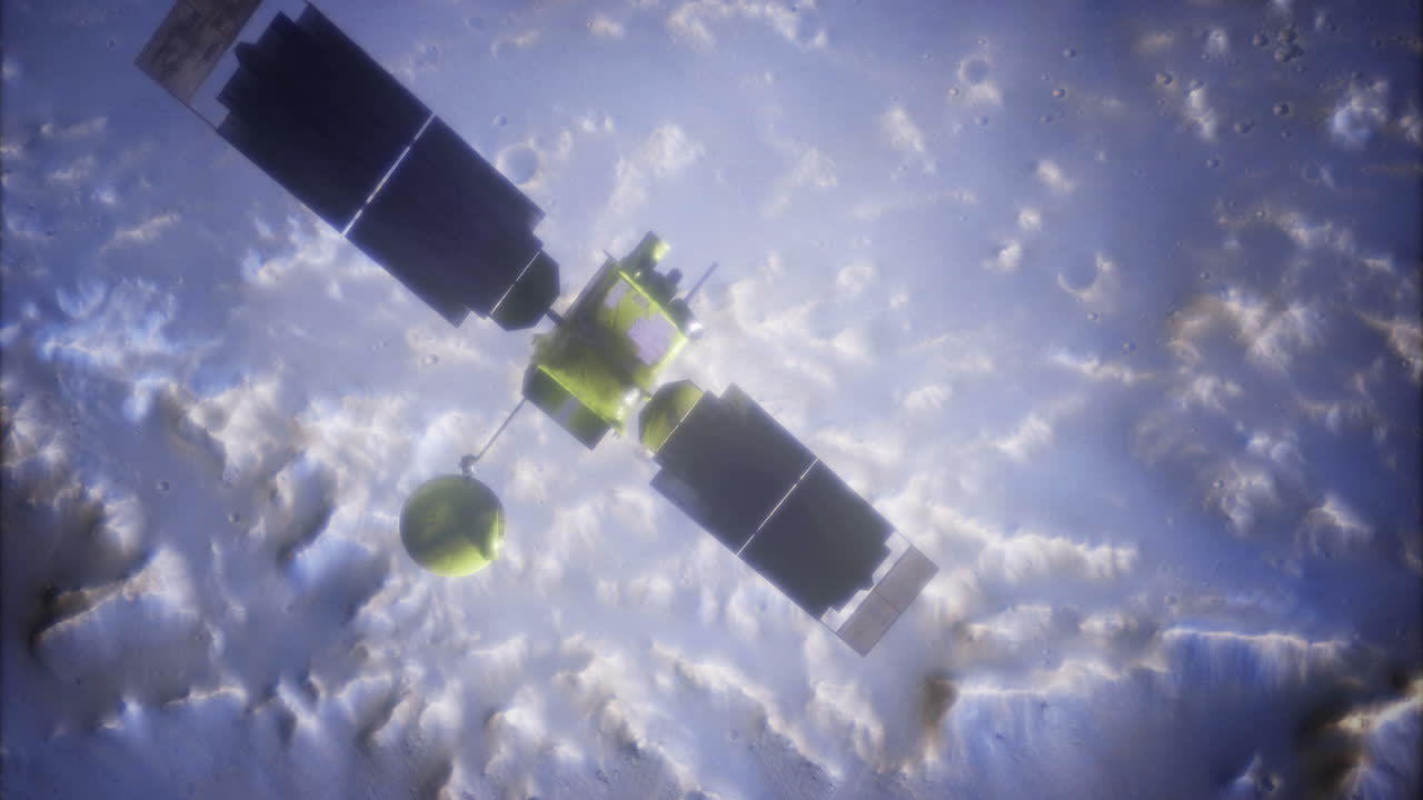 The global surveyor satellite orbits earth actively collecting data and images