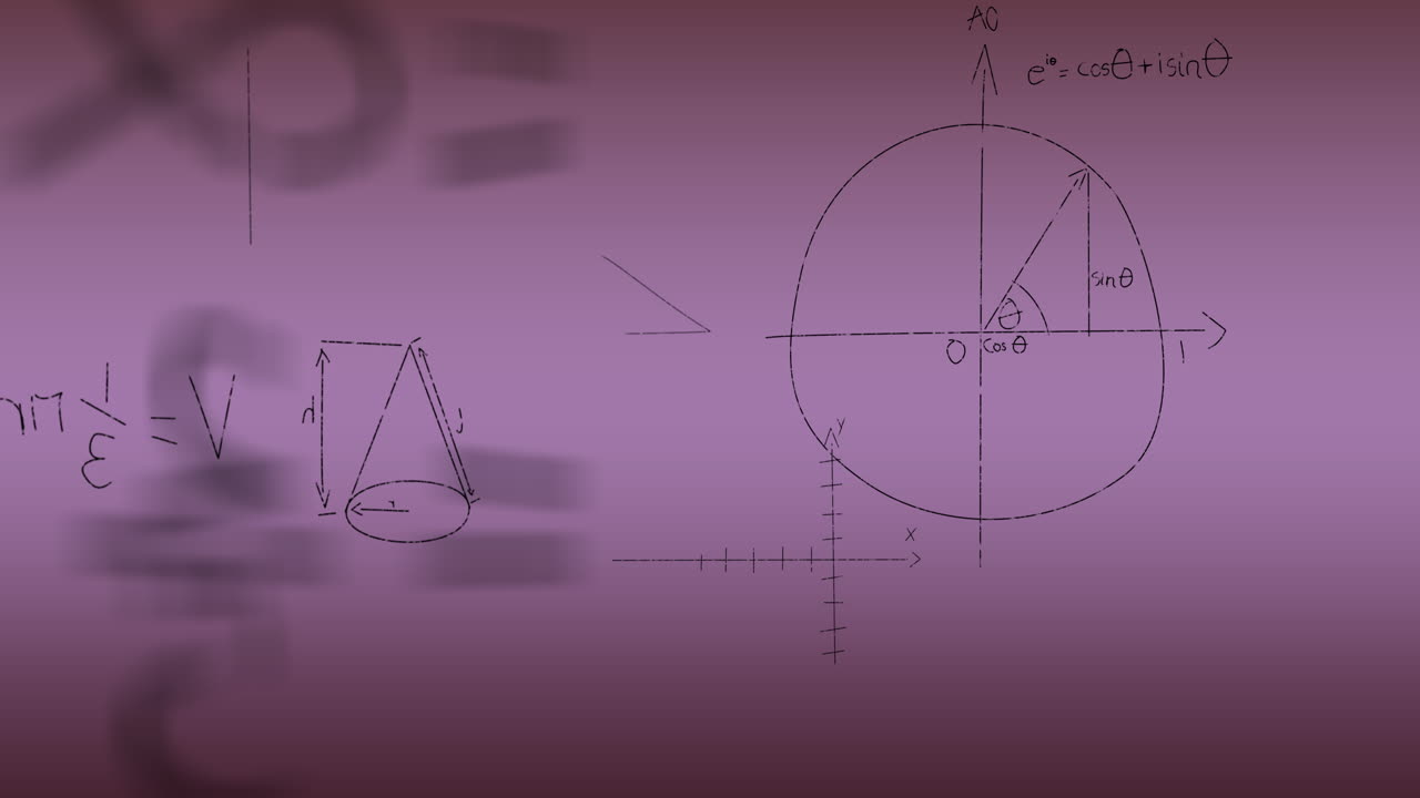 animación de ecuaciones matemáticas sobre un fondo rosa