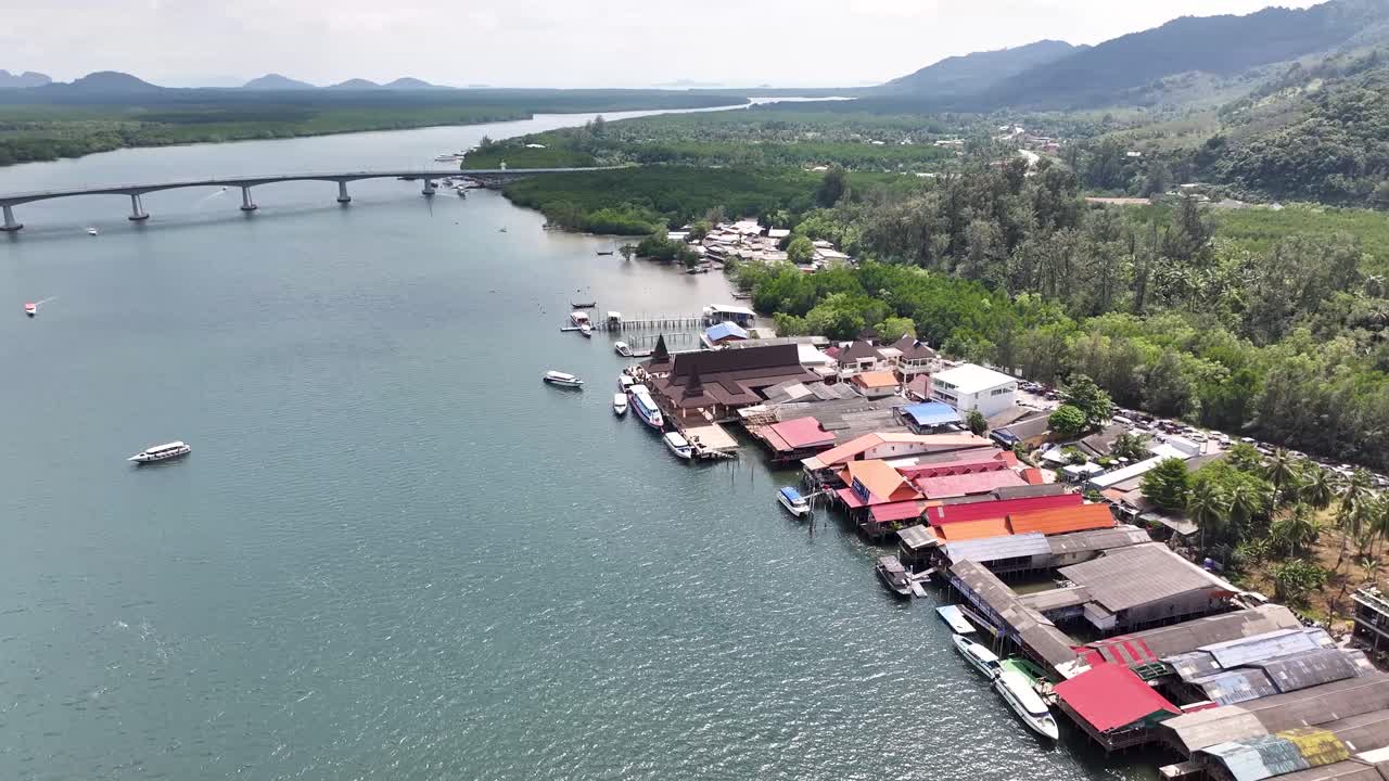 Lanta Old Town Historic Fishing Village In Krabi Province, Thailand. Aerial Drone Shot