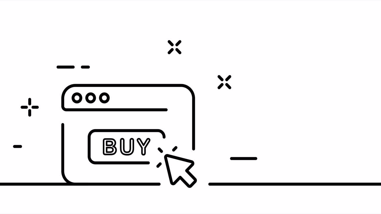 One line drawing, solid line internet. One line drawing animation of online shop, purchase and sale. Shopping logo animated. Video 4K