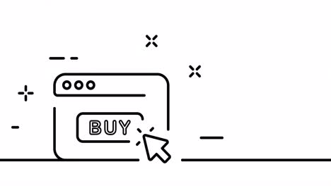 one line drawing, solid line internet. one line drawing animation of online shop, purchase and sale. shopping logo animated. video 4k