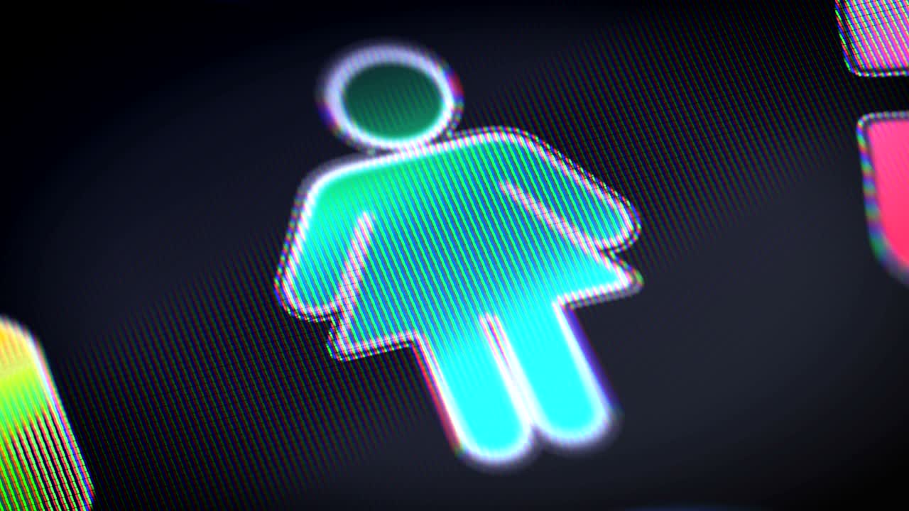 화면에 있는 여성 아이콘을 루프로 표시합니다.