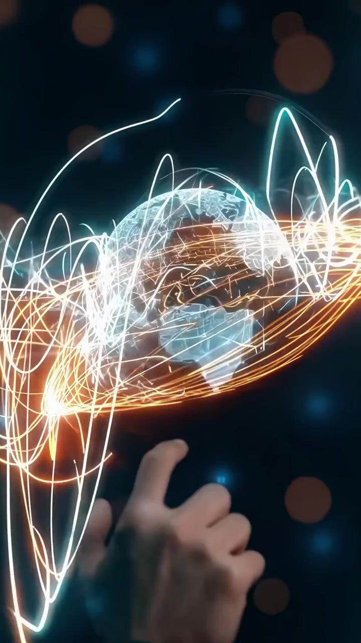 Person med futuristisk holografisk grensesnitt for netthandel
