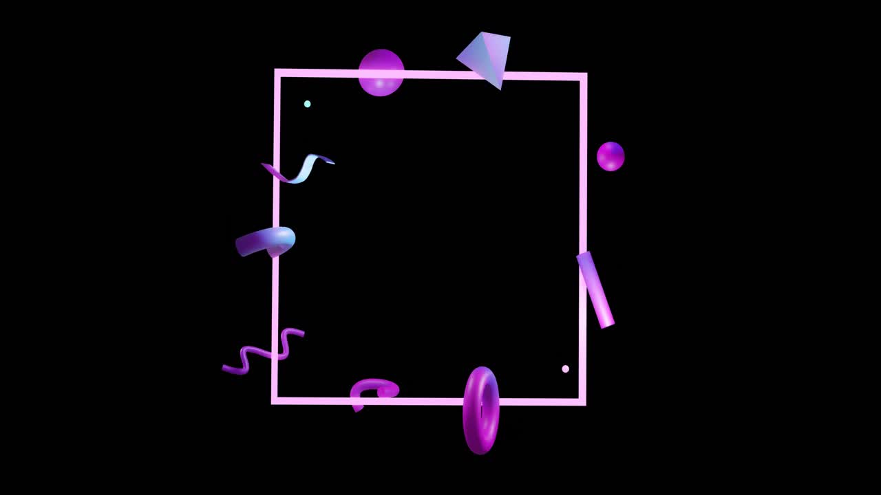 사각형과 검은 바탕에 추상적인 3d 모양의 애니메이션