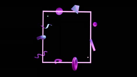 animación de formas 3d abstractas sobre un fondo cuadrado y negro