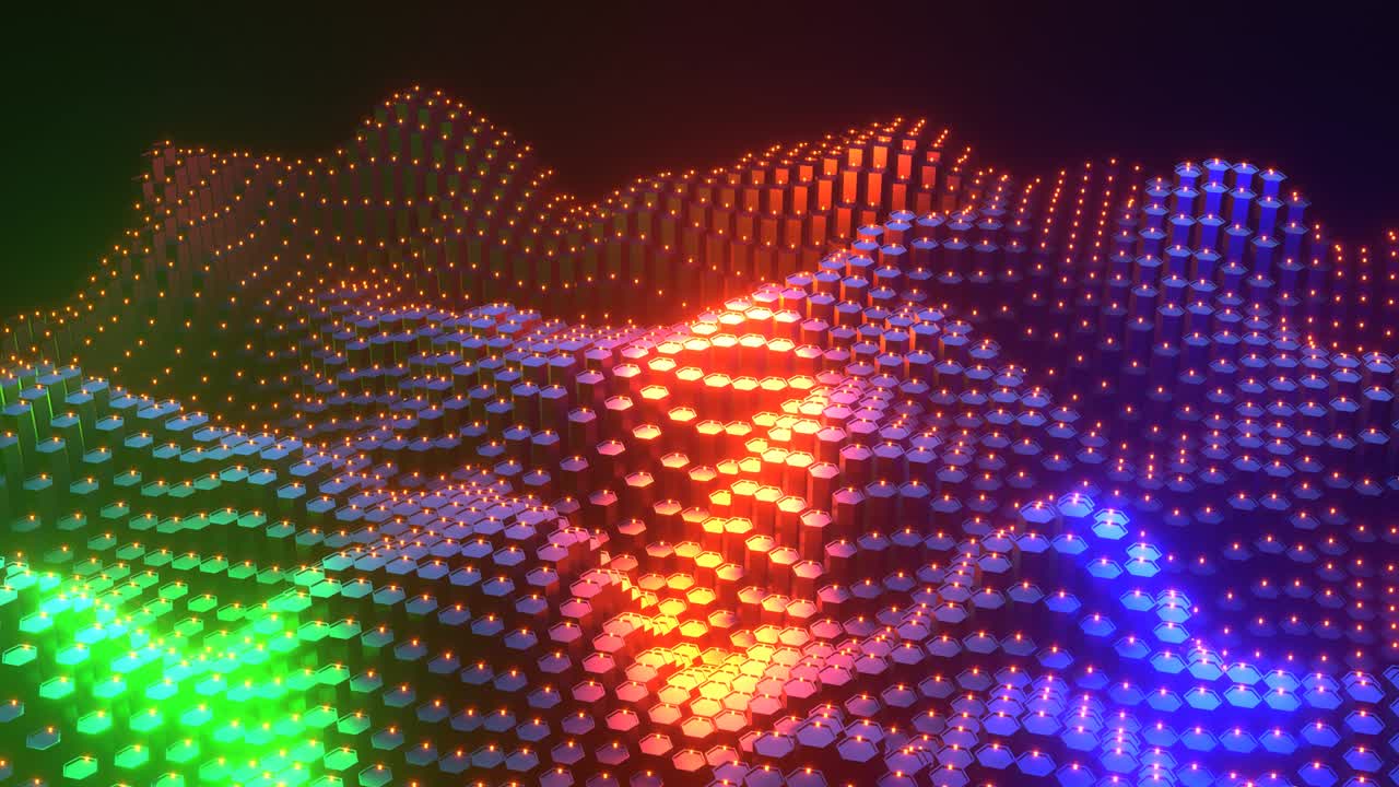 animación 4k 3d. hermoso fondo de tecnología de ondas abstractas con formas coloridas. efecto digital concepto corporativo