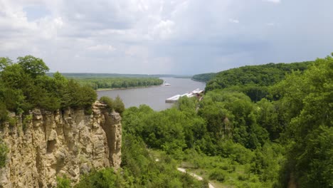 aerial view of horseshoe bluff hiking trail with mississippi river in background