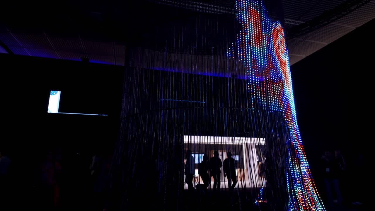 IFA Berlin 2024 Vestel Pavilion with a central column of RGB Led displaying a new technology