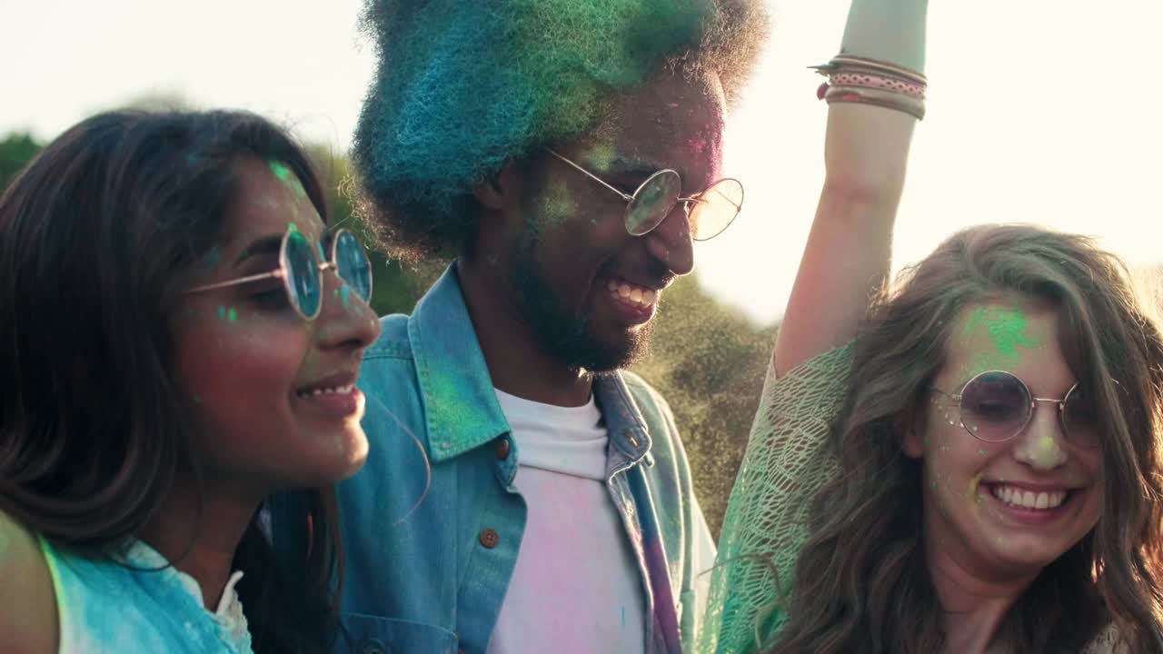 People dancing at the holi festival