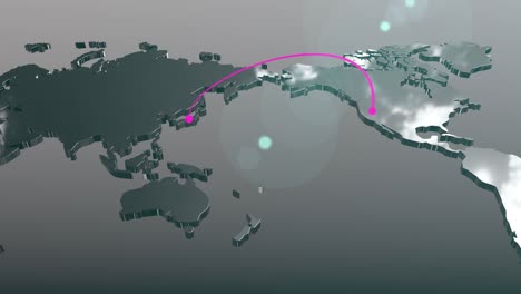 américa a japón conexión mapa del mundo animación