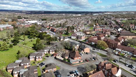 andover hampshire uk houses and streets panning drone aerial