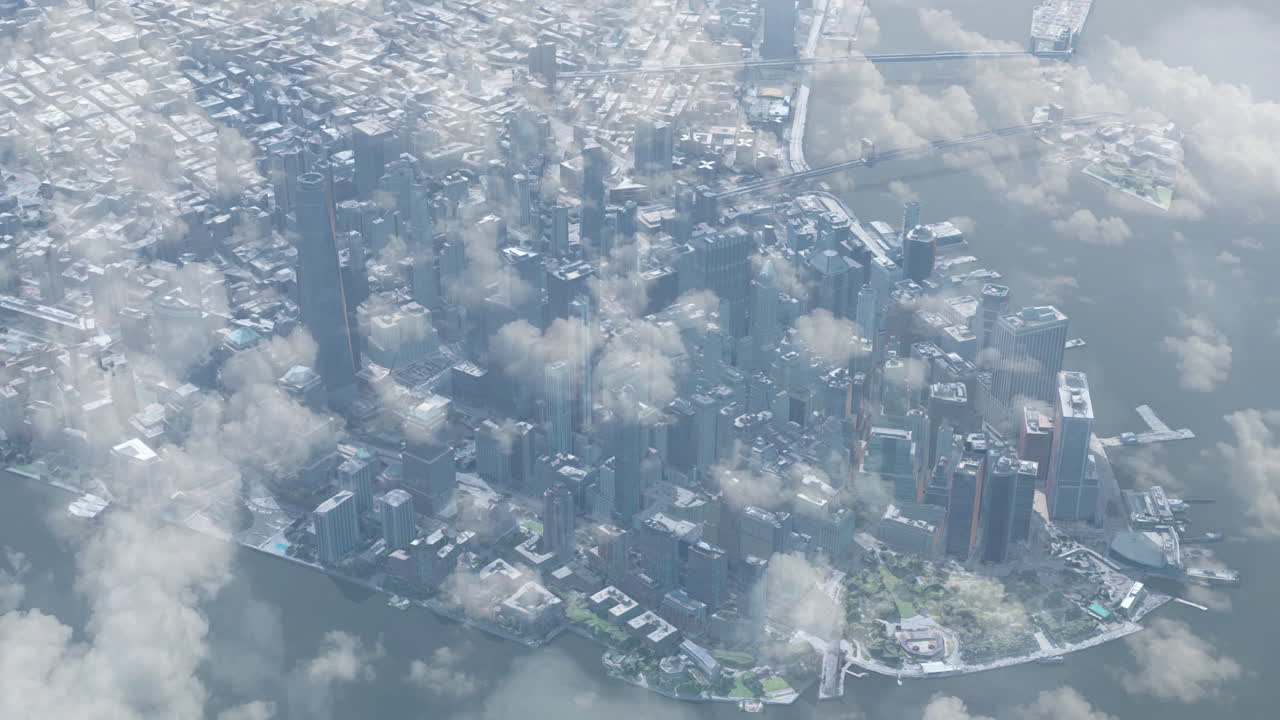 Cityscape in ruins with smoke and fire