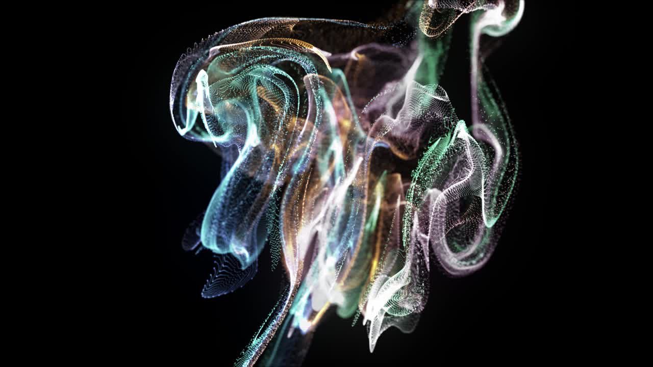 explosión de partículas de 4k - granos de polvo voladores en forma de hongo - energía digital abstracta fondo de partículas en cámara lenta - explosión en forma de setas coloridas - partículas voladoras bailando - mil puntos volando - color suave