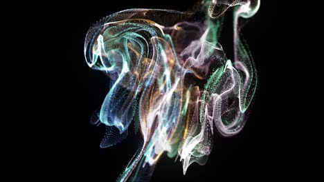 4K Particle Explosion - Mushroom-flying powder grains - Abstract Digital Energy Slow Motion Particle Background - Colorful mushroom shaped explosion - Particles flying dancing - A thousand points fly - Soft Color