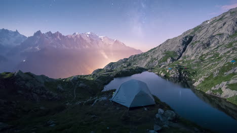 night timelapse from lake des cheserys, chamonix