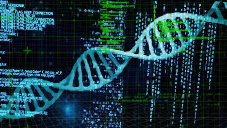 animation of data processing over dna strand