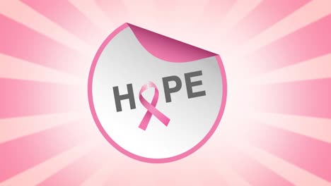 Animation-of-pink-ribbon-logo-and-hope-text-appearing-on-pink-background