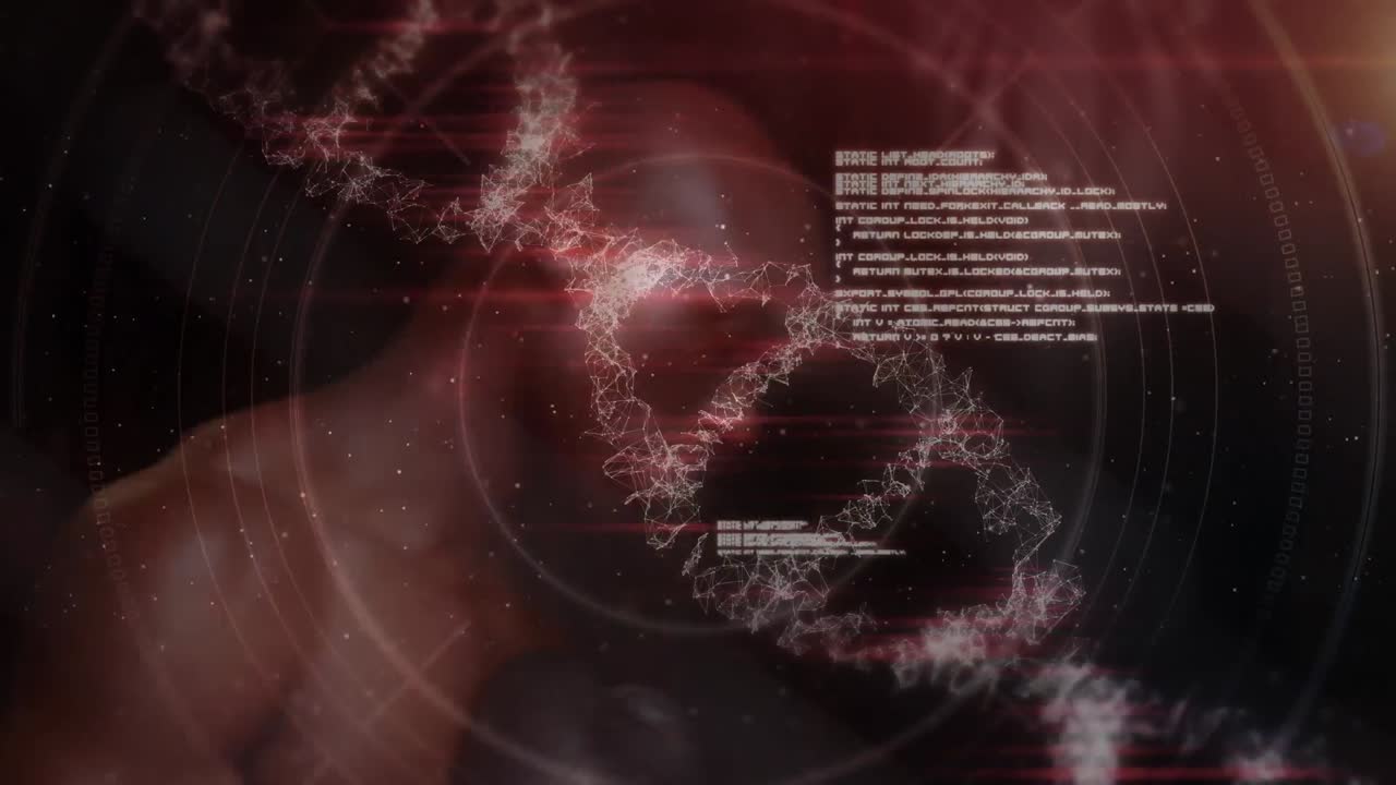 근육을 가진 남성 권투 선수가 운동하는 dna 가닥의 애니메이션