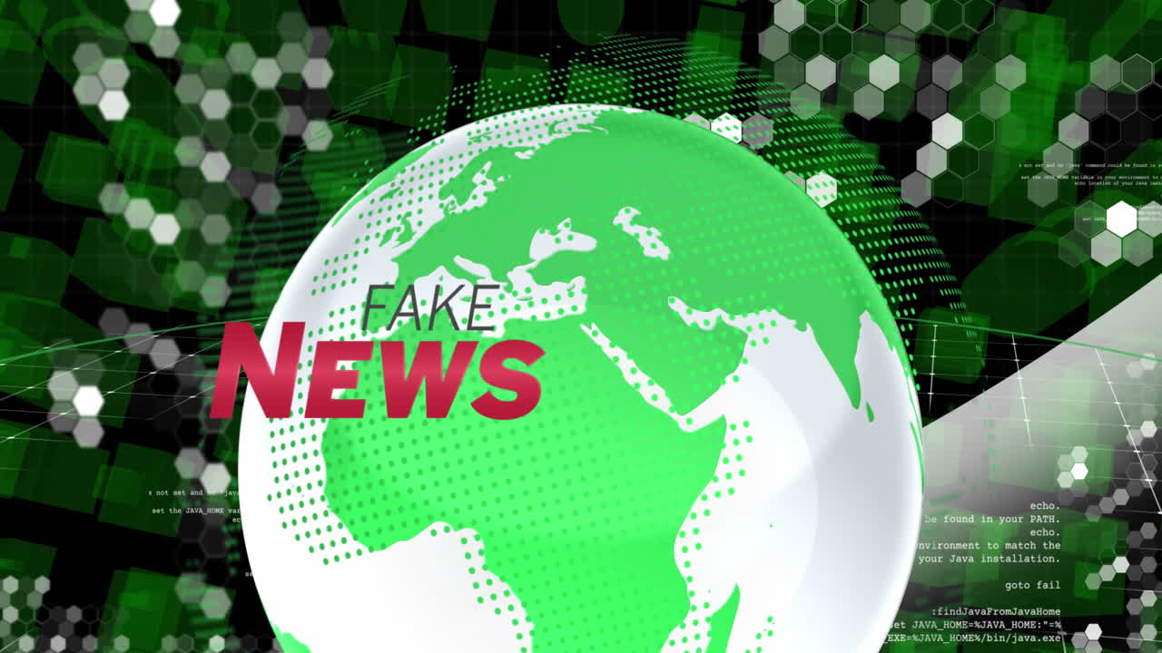 animación de texto de noticias falsas en todo el mundo y procesamiento de datos