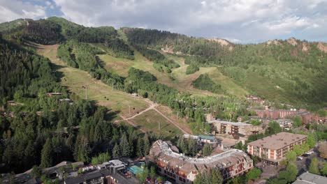 aspen mountain and resort in summer, 4k aerial footage