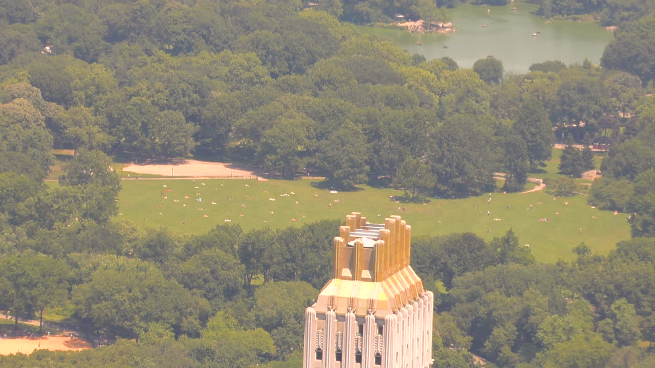 축소, 뉴욕 맨해튼의 센트럴 파크, 건물 및 고층 빌딩의 전망
