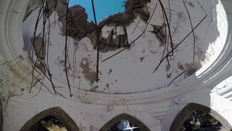 damaged fountain dome of the defterdar mosque in kos town as a result of the 2017 earthquake