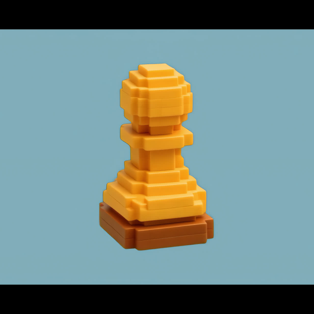 Pixelated pawn chess piece design animation isolated asset, transparent 4K video, alpha channel