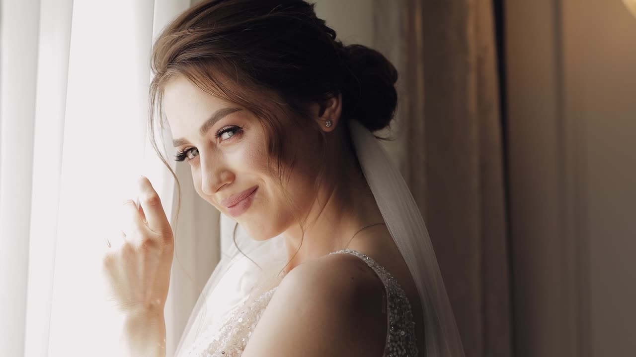 웨딩 드레스의 아름다운 신부