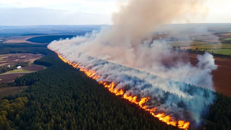 una gran columna de humo se eleva sobre un incendio forestal